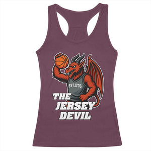 Funny Cryptid Sports Racerback Tank Top Jersey Devil Playing Basketball TS12 Maroon Print Your Wear