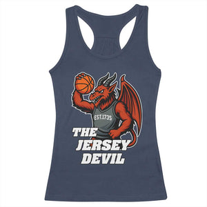 Funny Cryptid Sports Racerback Tank Top Jersey Devil Playing Basketball TS12 Navy Print Your Wear