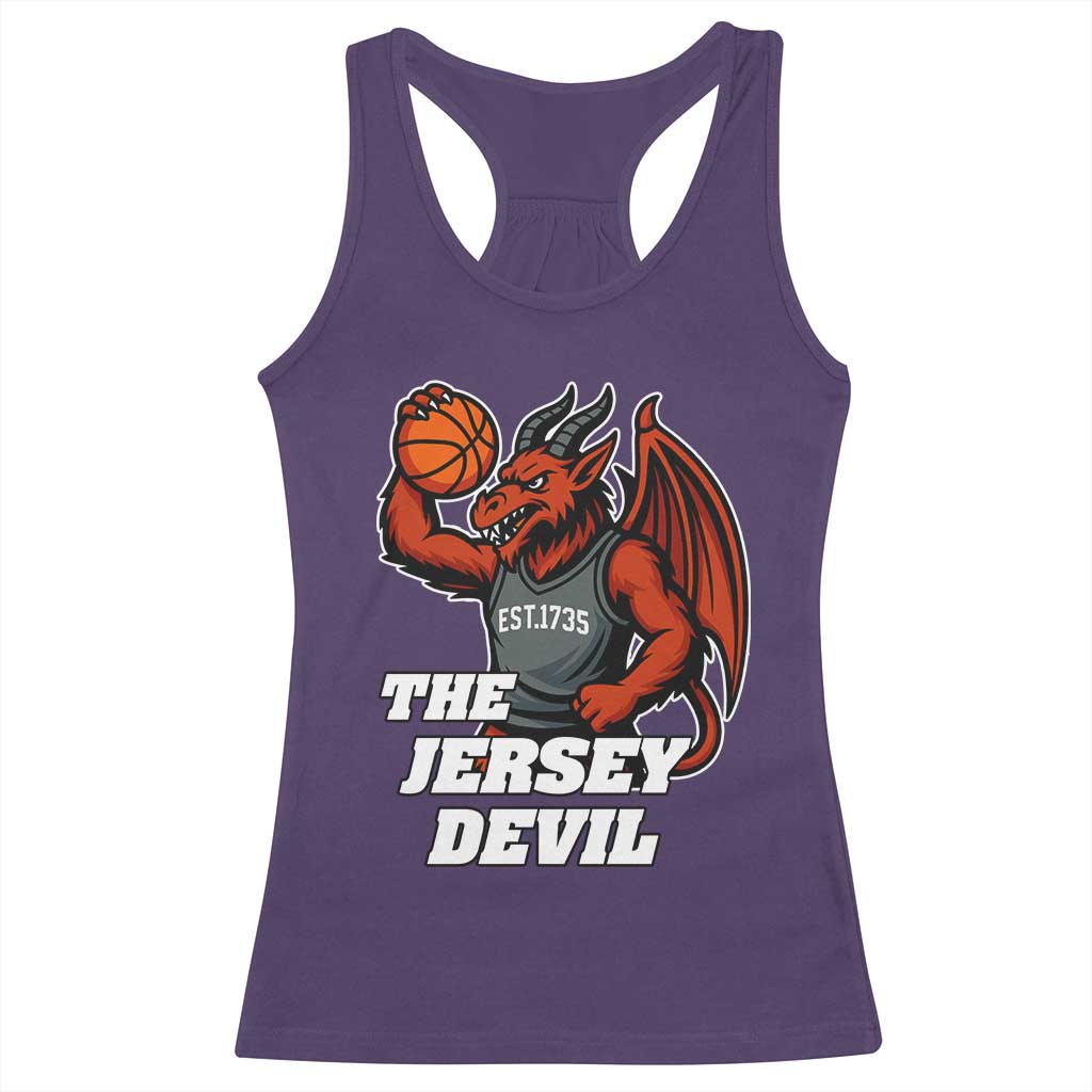 Funny Cryptid Sports Racerback Tank Top Jersey Devil Playing Basketball TS12 Purple Print Your Wear