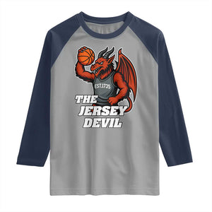 Funny Cryptid Sports Raglan Shirt Jersey Devil Playing Basketball TS12 Sport Gray Navy Print Your Wear