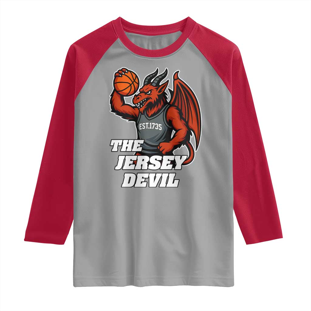 Funny Cryptid Sports Raglan Shirt Jersey Devil Playing Basketball TS12 Sport Gray Red Print Your Wear