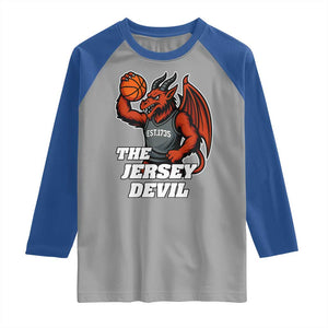 Funny Cryptid Sports Raglan Shirt Jersey Devil Playing Basketball TS12 Sport Gray Royal Print Your Wear