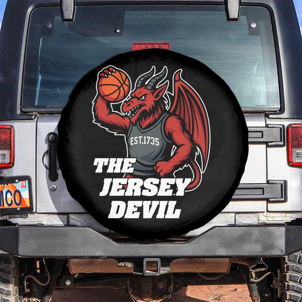 Funny Cryptid Sports Spare Tire Cover Jersey Devil Playing Basketball TS12 No hole Black Print Your Wear