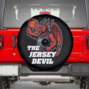 Funny Cryptid Sports Spare Tire Cover Jersey Devil Playing Basketball TS12 Black Print Your Wear