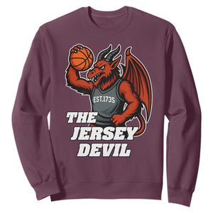 Funny Cryptid Sports Sweatshirt Jersey Devil Playing Basketball TS12 Maroon Print Your Wear