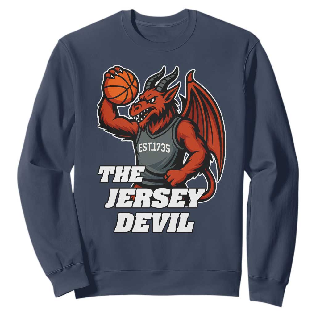 Funny Cryptid Sports Sweatshirt Jersey Devil Playing Basketball TS12 Navy Print Your Wear