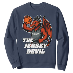 Funny Cryptid Sports Sweatshirt Jersey Devil Playing Basketball TS12 Navy Print Your Wear