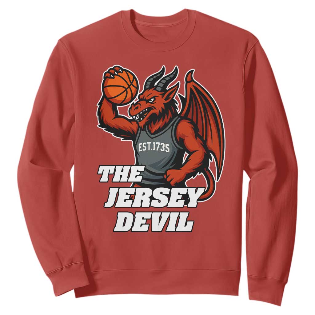 Funny Cryptid Sports Sweatshirt Jersey Devil Playing Basketball TS12 Red Print Your Wear