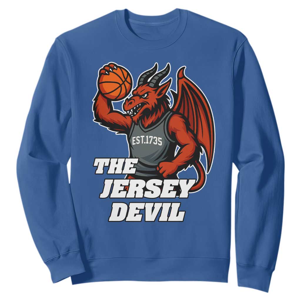Funny Cryptid Sports Sweatshirt Jersey Devil Playing Basketball TS12 Royal Blue Print Your Wear