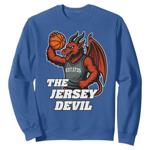 Funny Cryptid Sports Sweatshirt Jersey Devil Playing Basketball TS12 Royal Blue Print Your Wear