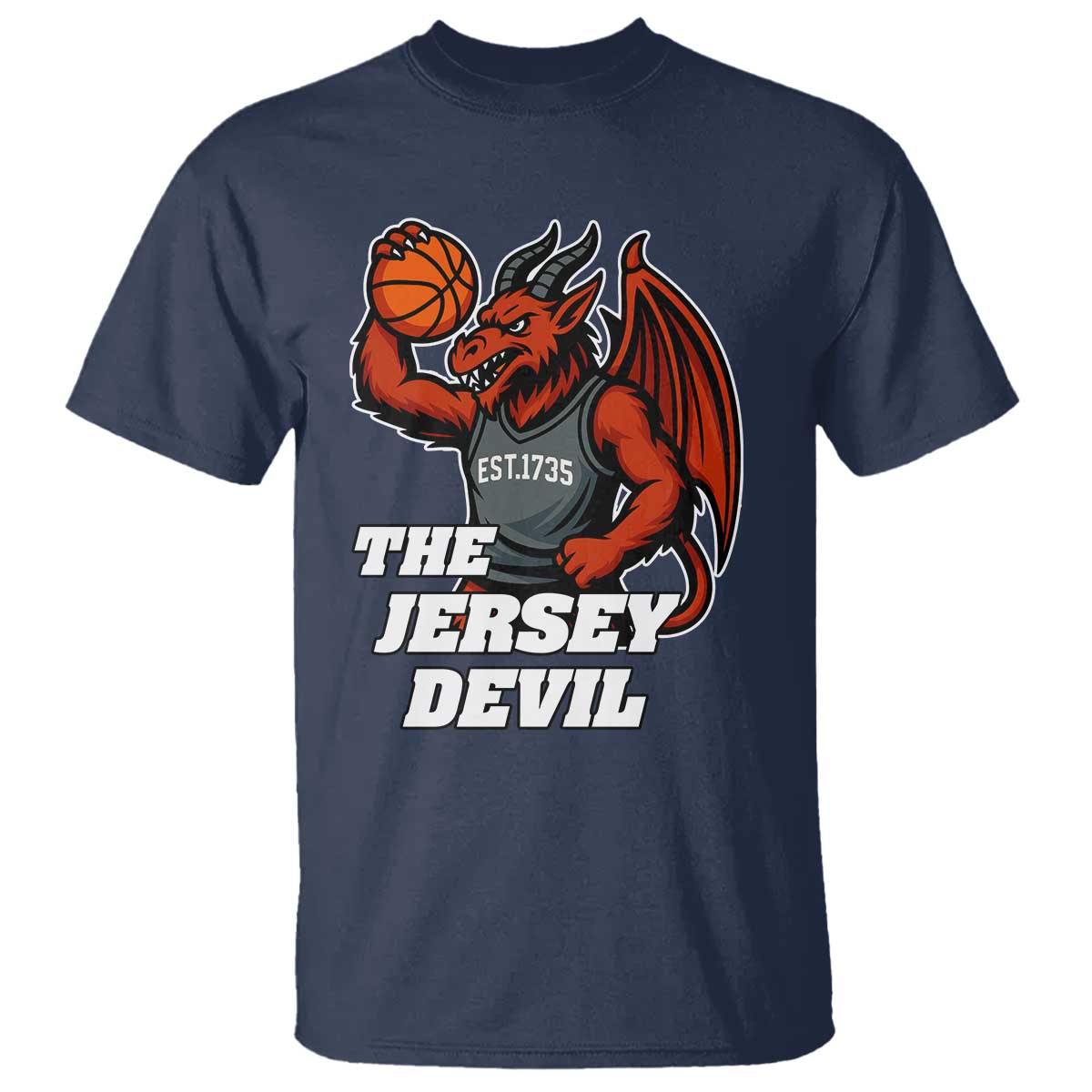 Funny Cryptid Sports T Shirt Jersey Devil Playing Basketball TS12 Navy Print Your Wear