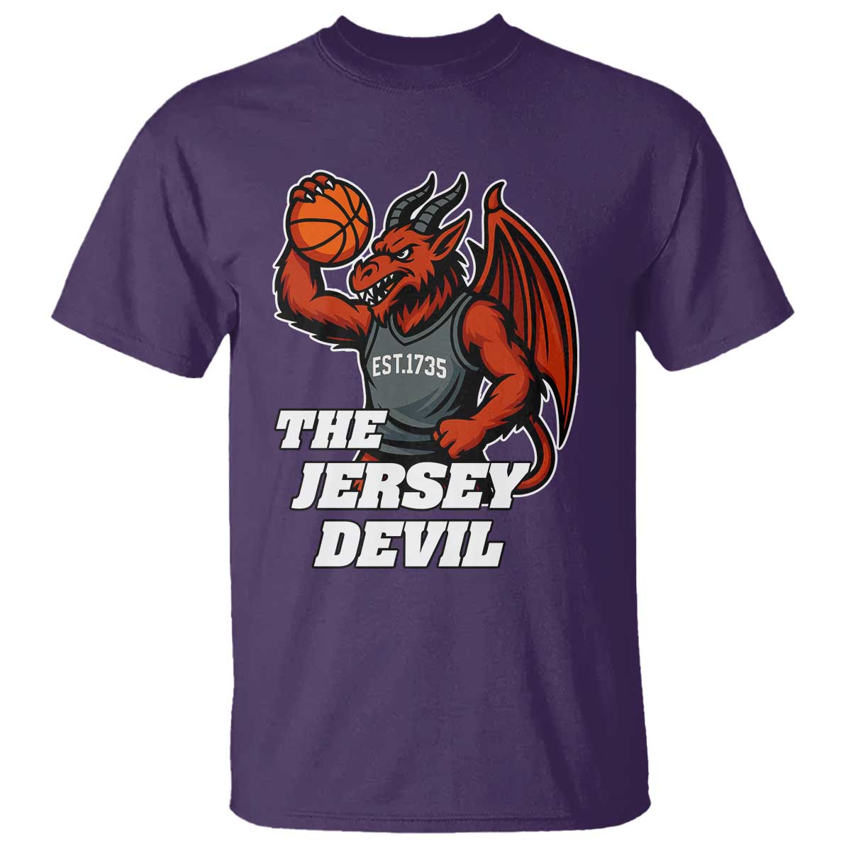 Funny Cryptid Sports T Shirt Jersey Devil Playing Basketball TS12 Purple Print Your Wear