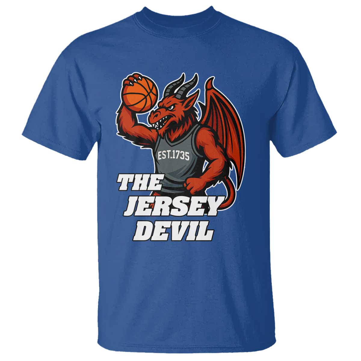 Funny Cryptid Sports T Shirt Jersey Devil Playing Basketball TS12 Royal Blue Print Your Wear