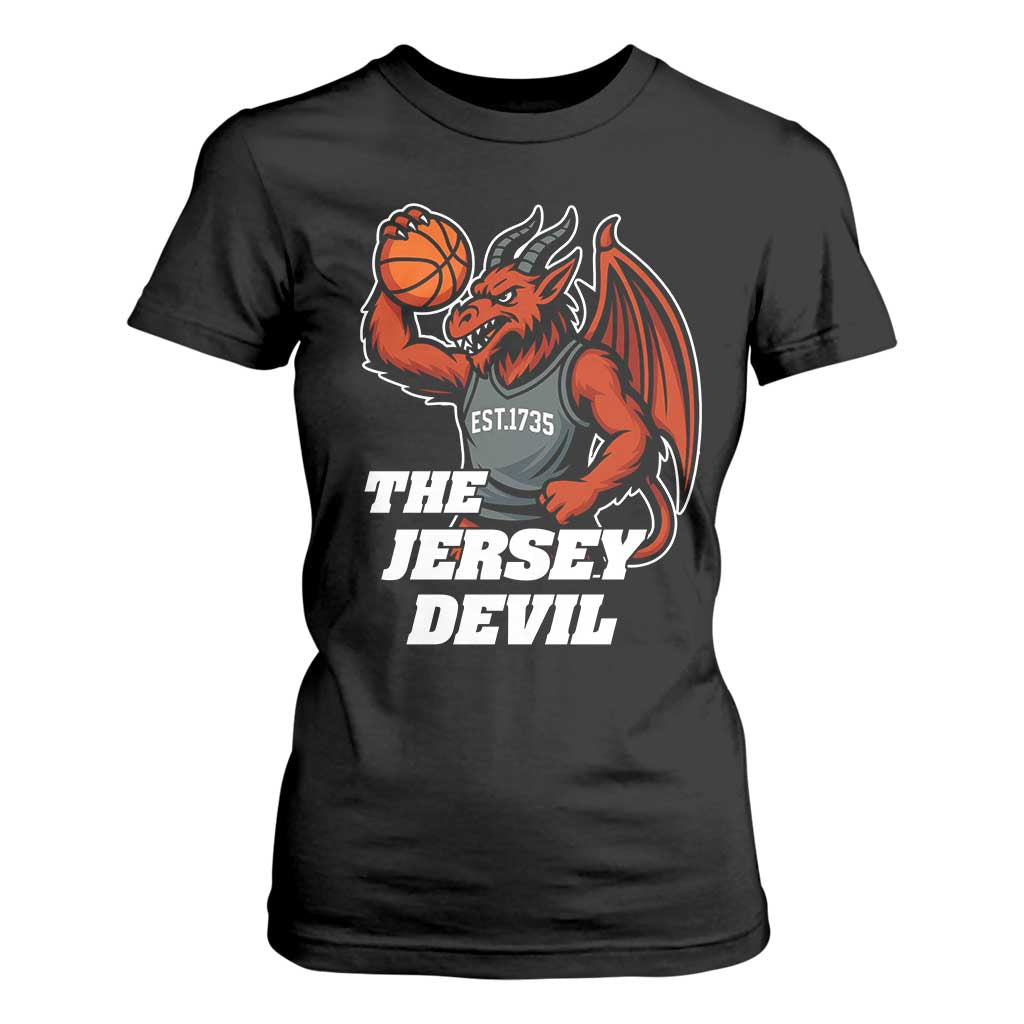 Funny Cryptid Sports T Shirt For Women Jersey Devil Playing Basketball TS12 Black Print Your Wear