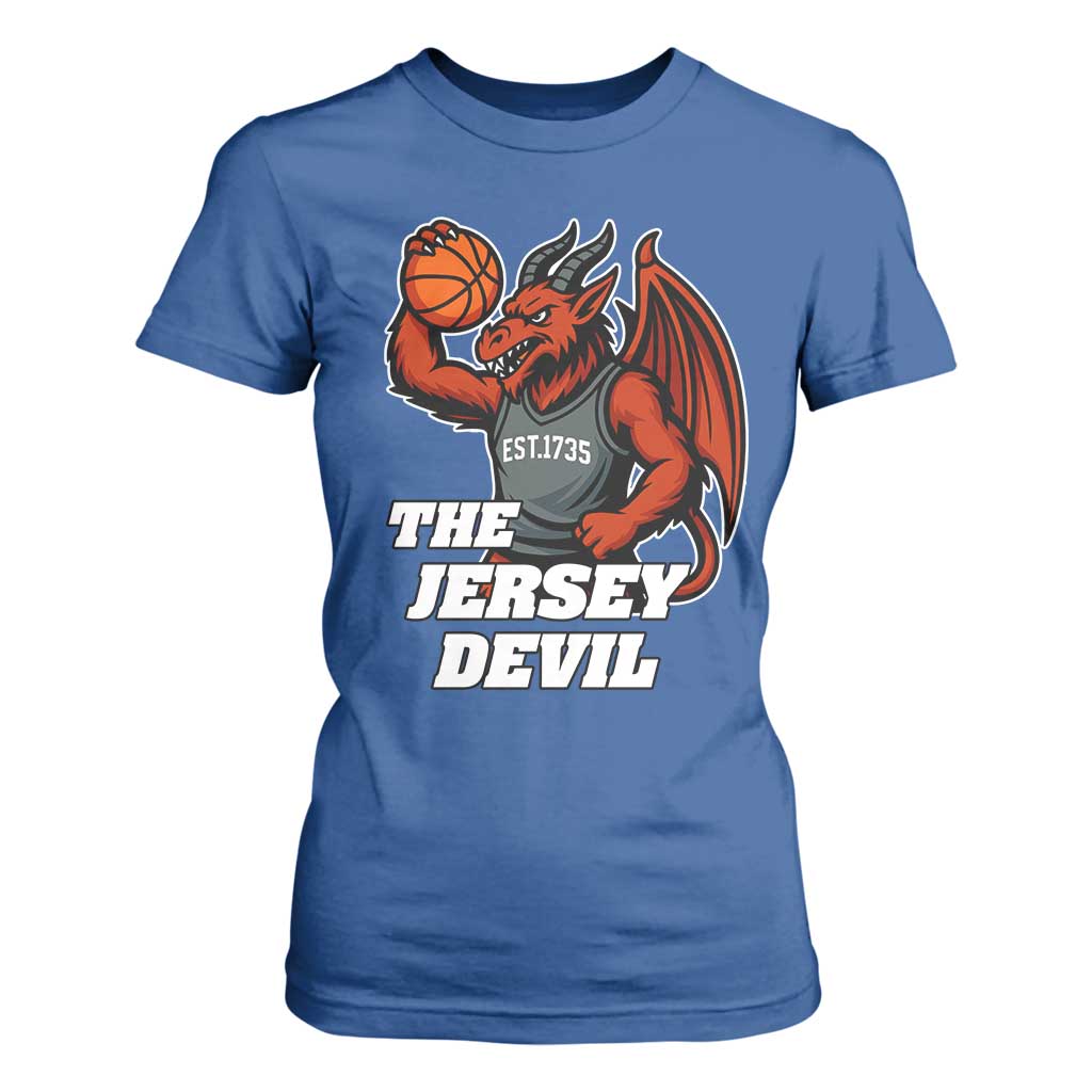 Funny Cryptid Sports T Shirt For Women Jersey Devil Playing Basketball TS12 Royal Blue Print Your Wear