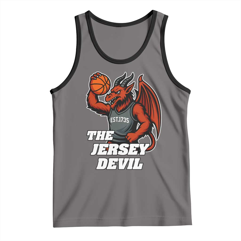 Funny Cryptid Sports Tank Top Jersey Devil Playing Basketball TS12 Deep Heather Black Print Your Wear