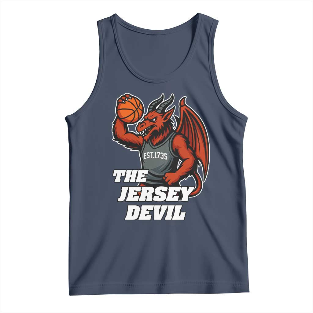 Funny Cryptid Sports Tank Top Jersey Devil Playing Basketball TS12 Navy Print Your Wear
