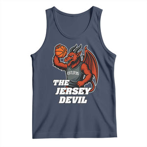 Funny Cryptid Sports Tank Top Jersey Devil Playing Basketball TS12 Navy Print Your Wear