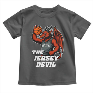 Funny Cryptid Sports Toddler T Shirt Jersey Devil Playing Basketball TS12 Dark Heather Print Your Wear