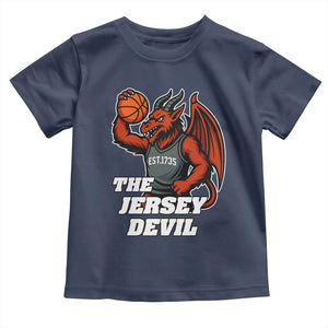 Funny Cryptid Sports Toddler T Shirt Jersey Devil Playing Basketball TS12 Navy Print Your Wear