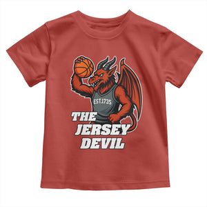 Funny Cryptid Sports Toddler T Shirt Jersey Devil Playing Basketball TS12 Red Print Your Wear