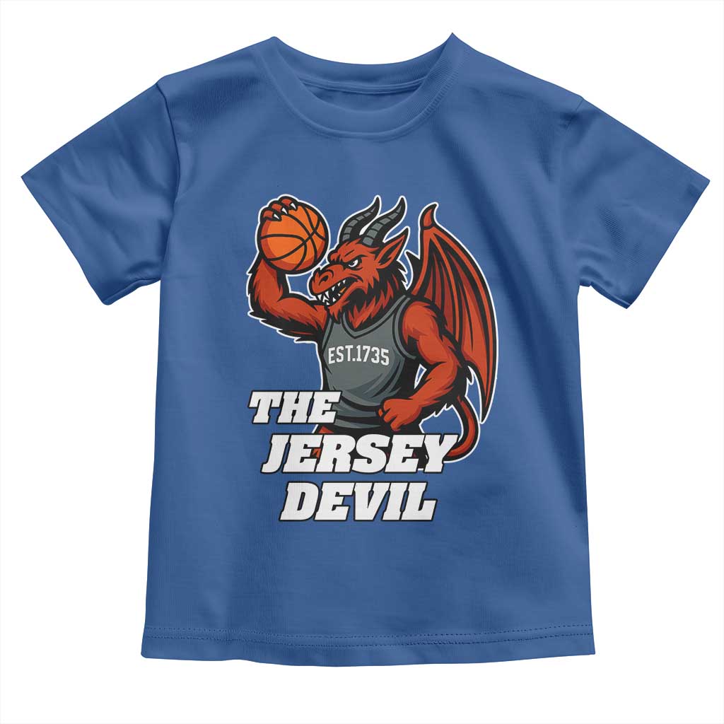 Funny Cryptid Sports Toddler T Shirt Jersey Devil Playing Basketball TS12 Royal Blue Print Your Wear