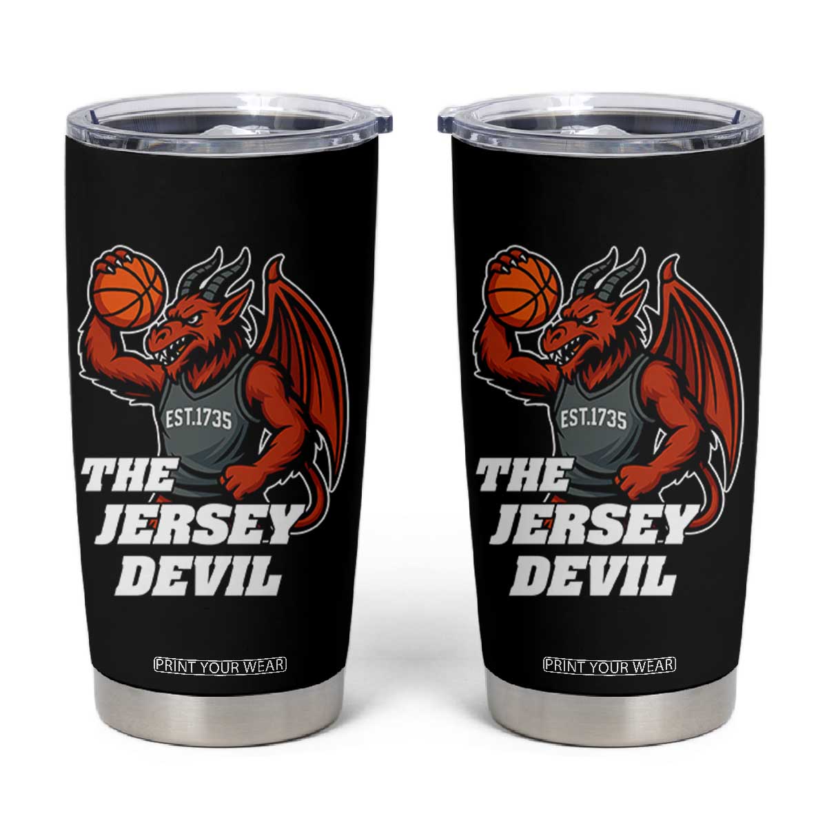 Funny Cryptid Sports Tumbler Cup Jersey Devil Playing Basketball TS12 Black Print Your Wear