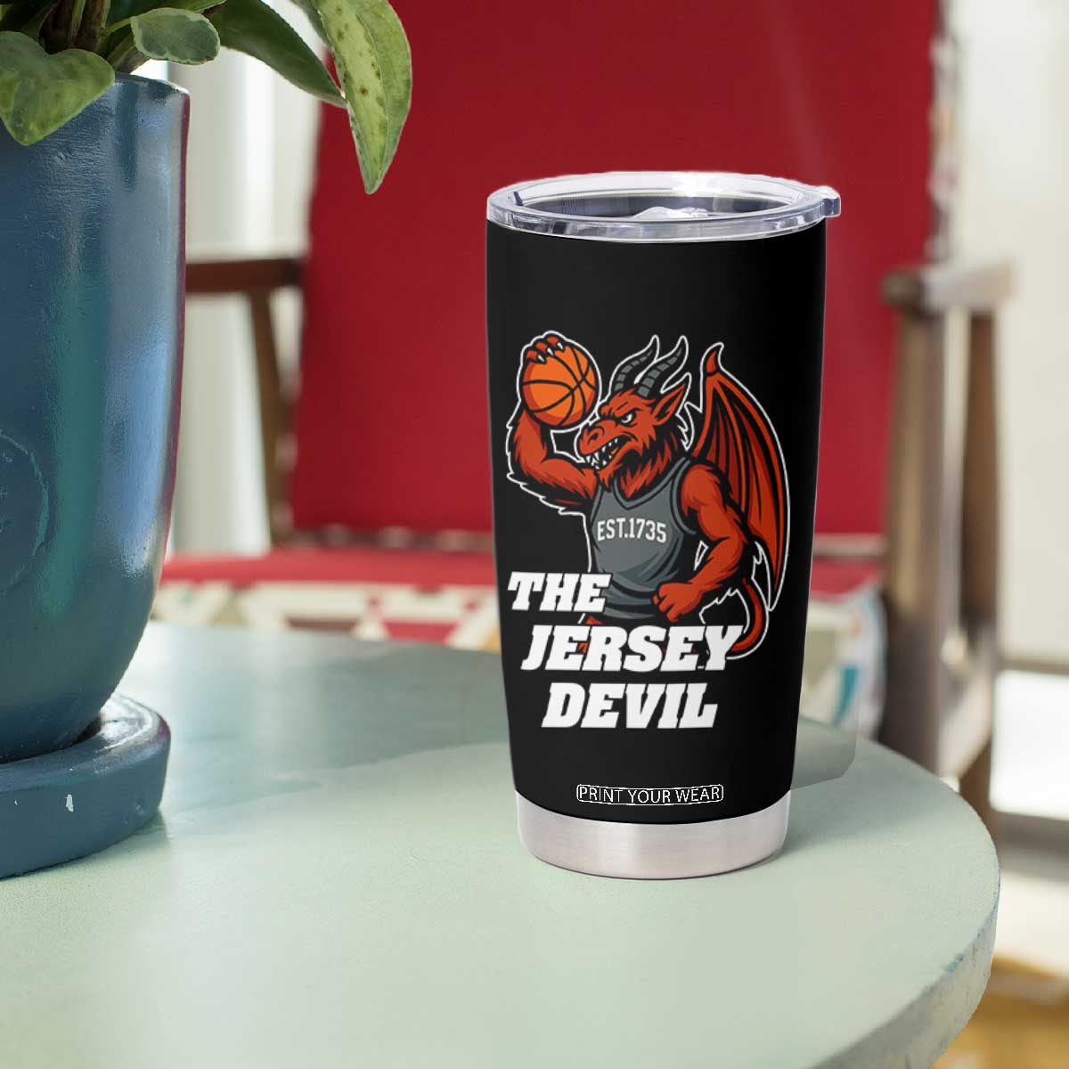 Funny Cryptid Sports Tumbler Cup Jersey Devil Playing Basketball TS12 Print Your Wear