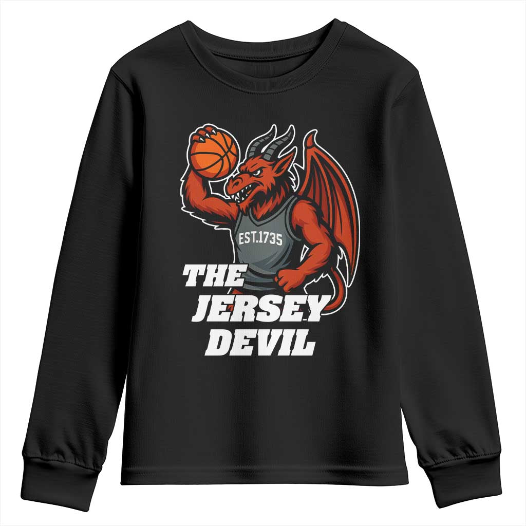 Funny Cryptid Sports Youth Sweatshirt Jersey Devil Playing Basketball TS12 Black Print Your Wear