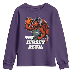 Funny Cryptid Sports Youth Sweatshirt Jersey Devil Playing Basketball TS12 Purple Print Your Wear
