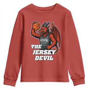 Funny Cryptid Sports Youth Sweatshirt Jersey Devil Playing Basketball TS12 Red Print Your Wear