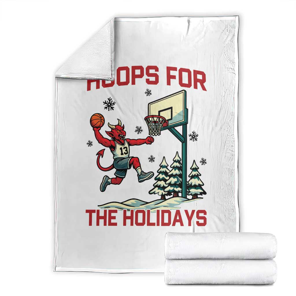 Funny Christmas Basketball Jersey Devil Throw Blanket Hoops For The Holidays TS12 White Print Your Wear