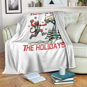 Funny Christmas Basketball Jersey Devil Throw Blanket Hoops For The Holidays TS12 Print Your Wear