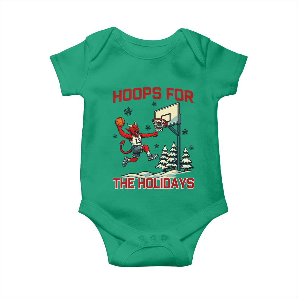 Funny Christmas Basketball Jersey Devil Baby Onesie Hoops For The Holidays TS12 Irish Green Print Your Wear