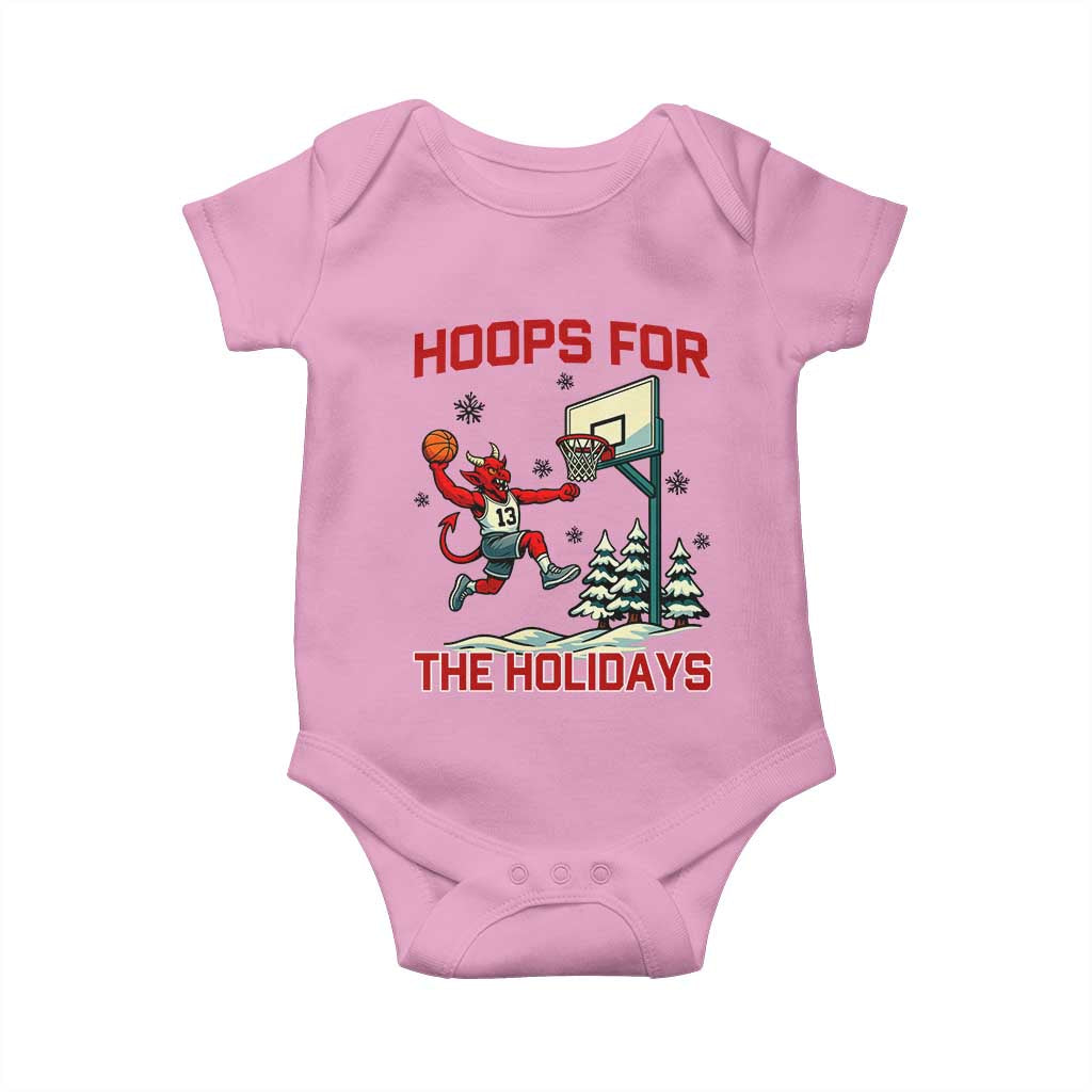 Funny Christmas Basketball Jersey Devil Baby Onesie Hoops For The Holidays TS12 Light Pink Print Your Wear