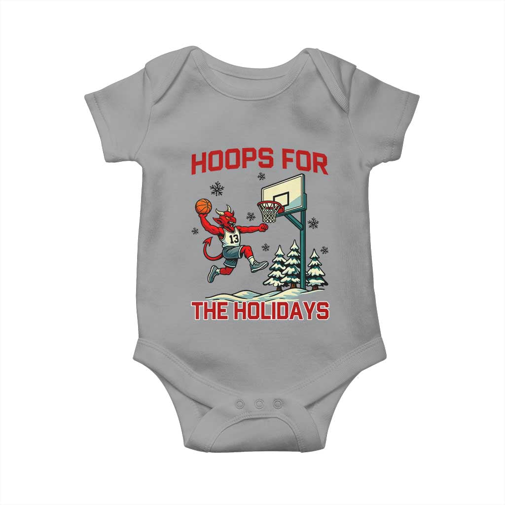 Funny Christmas Basketball Jersey Devil Baby Onesie Hoops For The Holidays TS12 Sport Gray Print Your Wear