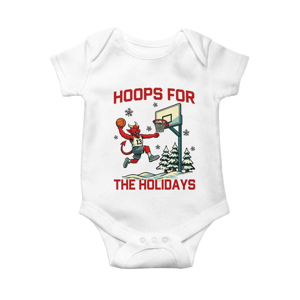 Funny Christmas Basketball Jersey Devil Baby Onesie Hoops For The Holidays TS12 White Print Your Wear