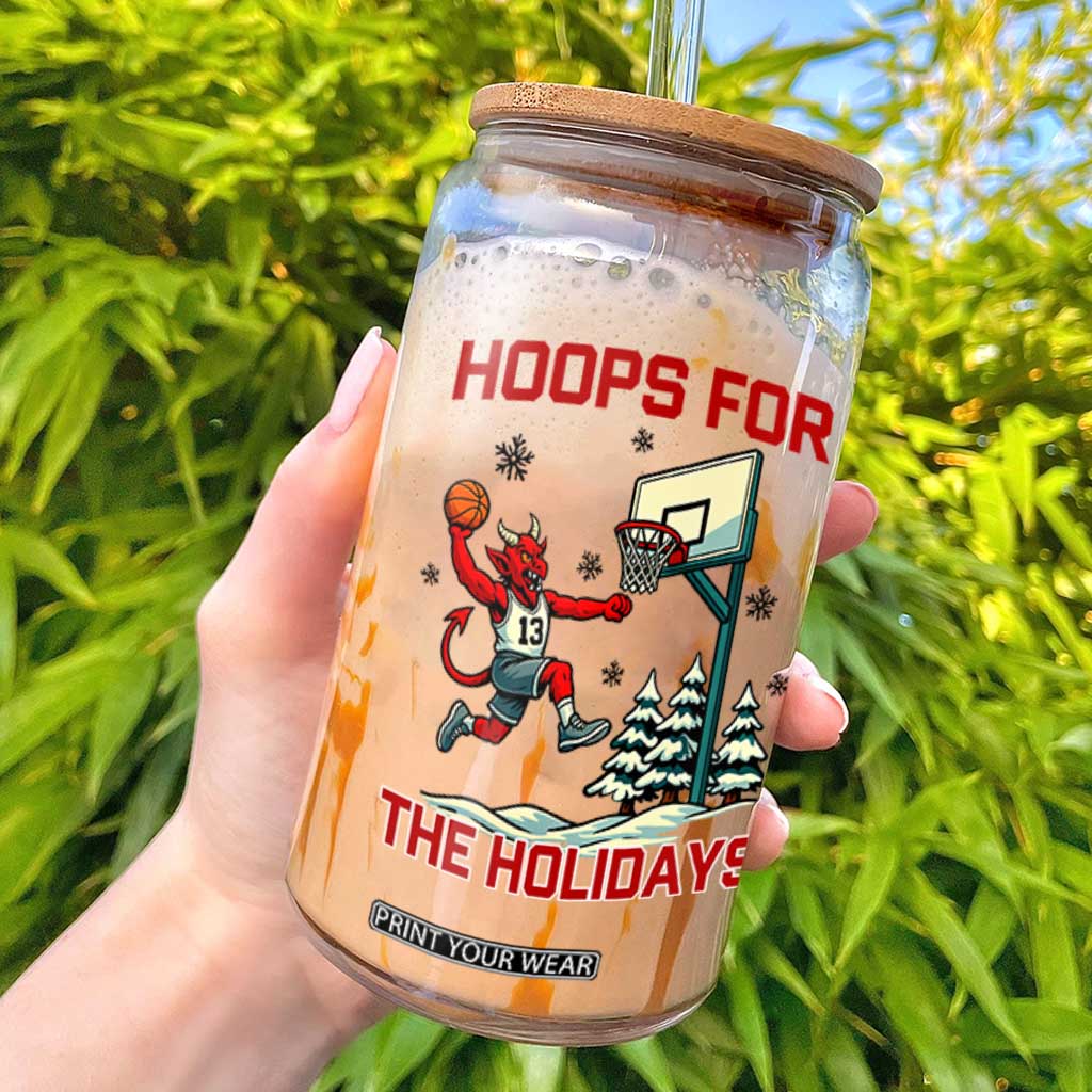 Funny Christmas Basketball Jersey Devil Glass Can Hoops For The Holidays TS12 White Print Your Wear