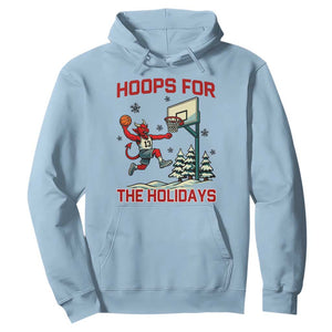 Funny Christmas Basketball Jersey Devil Hoodie Hoops For The Holidays TS12 Light Blue Print Your Wear