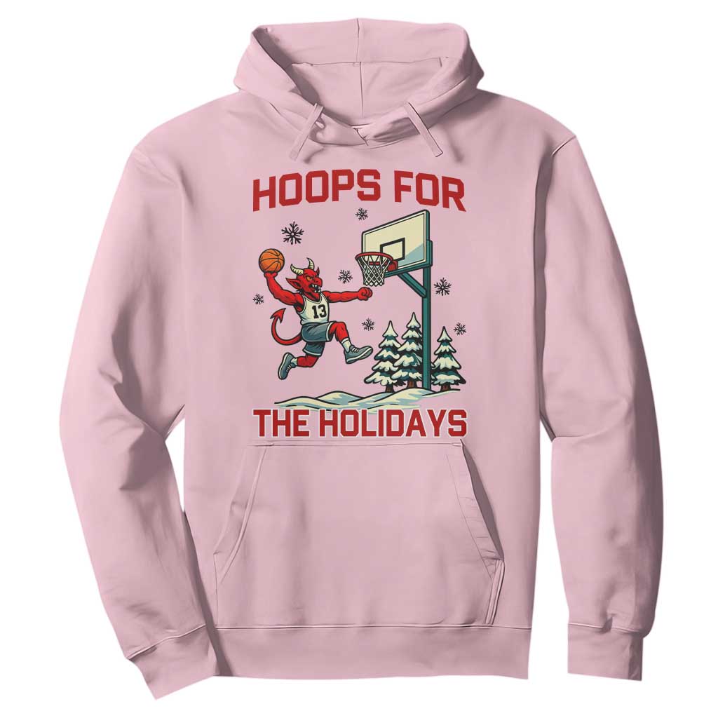 Funny Christmas Basketball Jersey Devil Hoodie Hoops For The Holidays TS12 Light Pink Print Your Wear