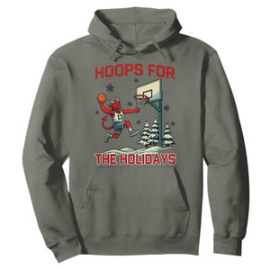 Funny Christmas Basketball Jersey Devil Hoodie Hoops For The Holidays TS12 Military Green Print Your Wear