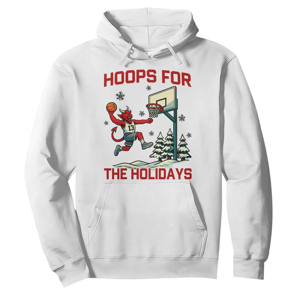 Funny Christmas Basketball Jersey Devil Hoodie Hoops For The Holidays TS12 White Print Your Wear