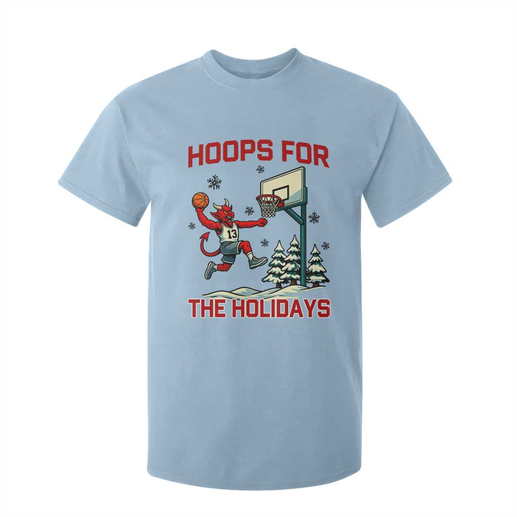 Funny Christmas Basketball Jersey Devil T Shirt For Kid Hoops For The Holidays TS12 Light Blue Print Your Wear