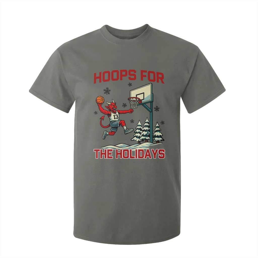 Funny Christmas Basketball Jersey Devil T Shirt For Kid Hoops For The Holidays TS12 Military Green Print Your Wear