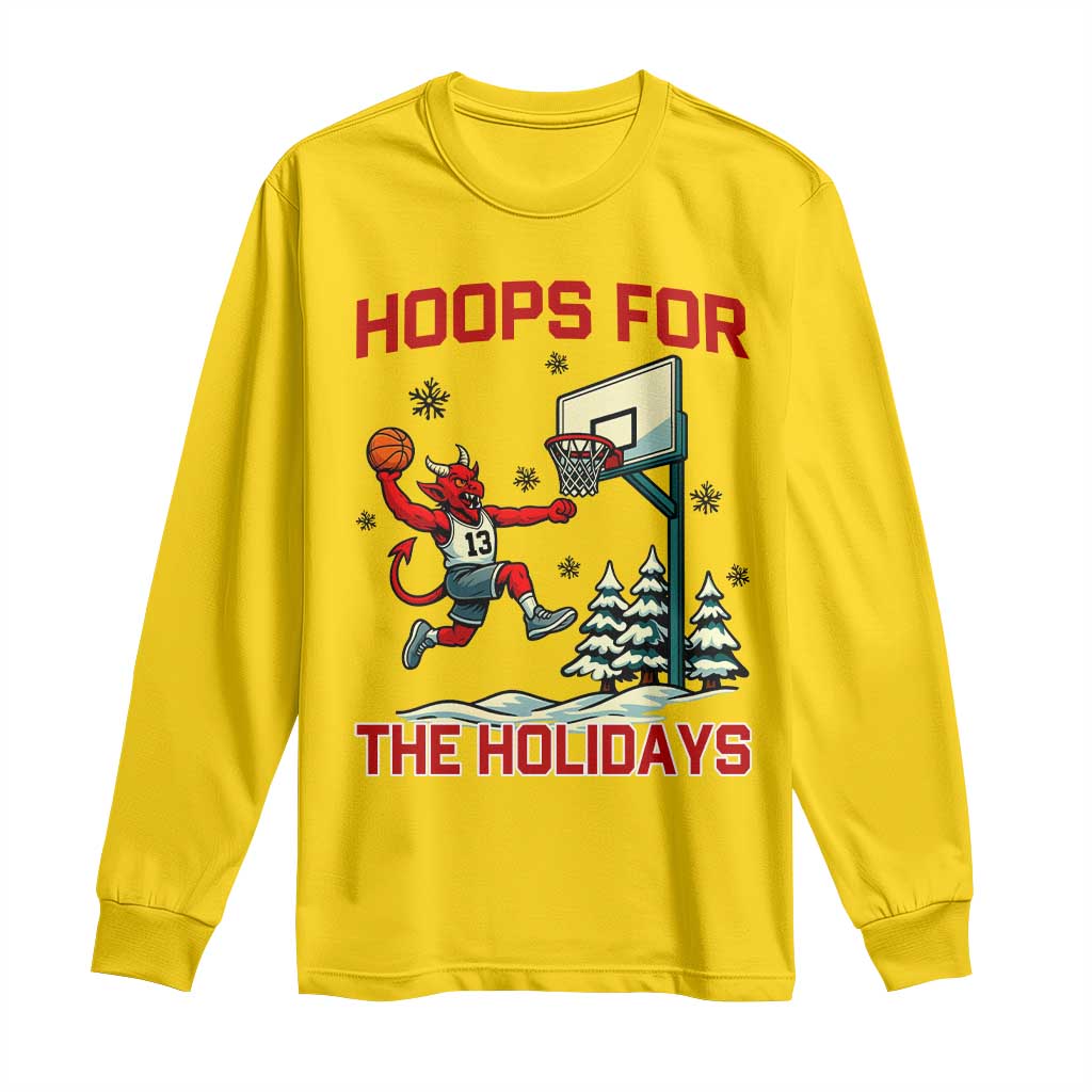 Funny Christmas Basketball Jersey Devil Long Sleeve Shirt Hoops For The Holidays TS12 Daisy Print Your Wear