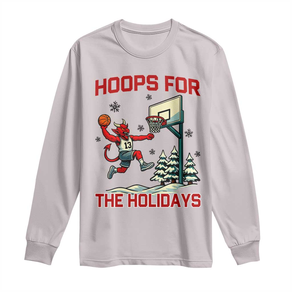 Funny Christmas Basketball Jersey Devil Long Sleeve Shirt Hoops For The Holidays TS12 Ice Gray Print Your Wear