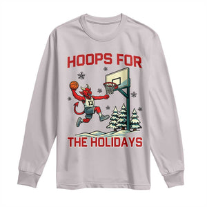 Funny Christmas Basketball Jersey Devil Long Sleeve Shirt Hoops For The Holidays TS12 Ice Gray Print Your Wear
