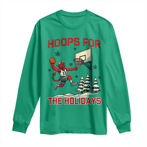 Funny Christmas Basketball Jersey Devil Long Sleeve Shirt Hoops For The Holidays TS12 Irish Green Print Your Wear