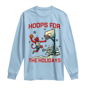 Funny Christmas Basketball Jersey Devil Long Sleeve Shirt Hoops For The Holidays TS12 Light Blue Print Your Wear