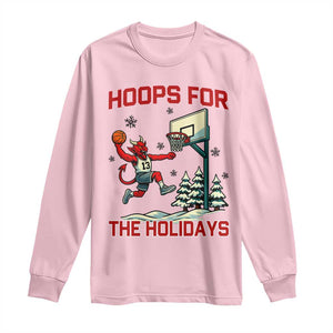Funny Christmas Basketball Jersey Devil Long Sleeve Shirt Hoops For The Holidays TS12 Light Pink Print Your Wear